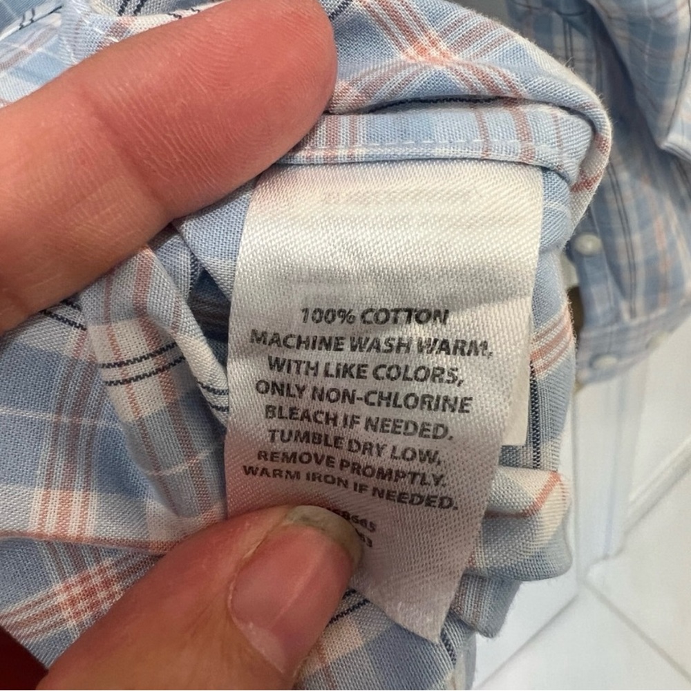 Nordstrom Non Iron Trim Fit Blue Plaid Men's Button Up Shirt Size 15 1/2 32-33 - Picture 4 of 5